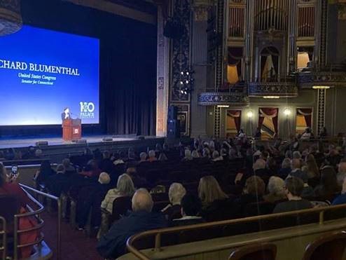 U.S. Senator Richard Blumenthal (D-CT) visited the Palace Theater in Waterbury to celebrate the venue’s 100th anniversary.